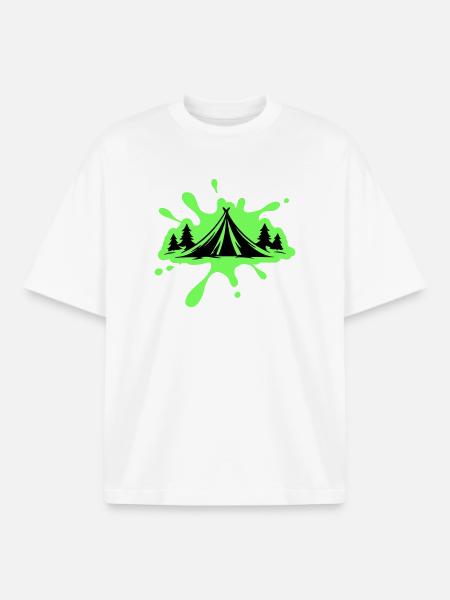 Camping Tent Nature Blobs - Boxy Heavyweight Unisex Organic T-Shirt by Stanley/Stella - white