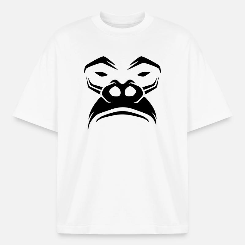 Grumpy Gorilla – Monkeys Silverback Jungle - Boxy Heavyweight Unisex Organic T-Shirt by Stanley/Stella - white