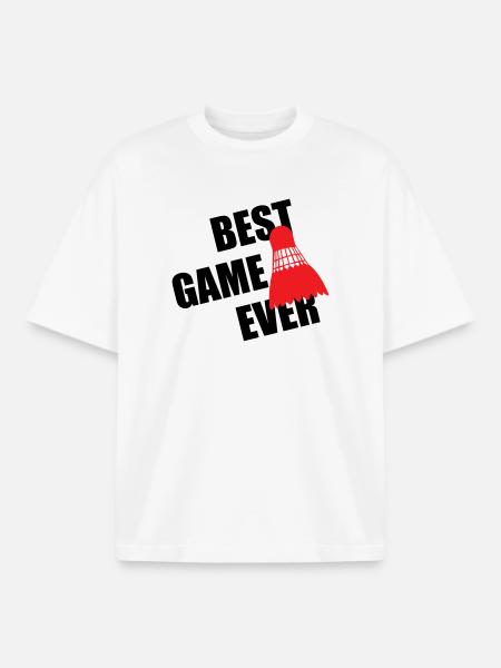 Badminton Best Game Ever - Boxy Heavyweight Unisex Organic T-Shirt by Stanley/Stella - white