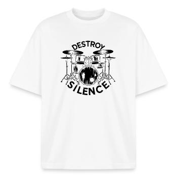 Destroy Silence Drummer - Boxy Heavyweight Unisex Organic T-Shirt von Stanley/Stella - Weiß - Vorne - AI Model Male 185 light (185cm) & AI Model Female 172 dark (172cm)