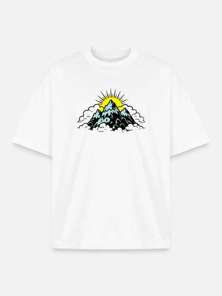 Mountains Alps Nature - Boxy Heavyweight Unisex Organic T-Shirt by Stanley/Stella - white