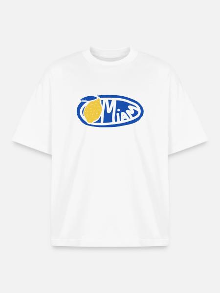 Lemon Yum Blue Retro Oval Logo - Boxy Heavyweight Unisex Organic T-Shirt by Stanley/Stella - white
