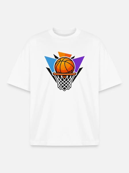 Basketball Hoop Ball Graphic Dunk Art - Boxy Heavyweight Unisex Organic T-Shirt by Stanley/Stella - white