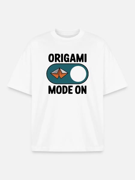 Origami-mode på papir foldehobby som udtryk for - Stanley/Stella unisex boxy heavyweight T-shirt økologisk - hvid