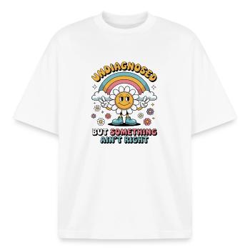 Undiagnosed But Something Ain't Right - Boxy Heavyweight Unisex Organic T-Shirt von Stanley/Stella - Weiß - Vorne - AI Model Male 185 light (185cm) & AI Model Female 172 dark (172cm)