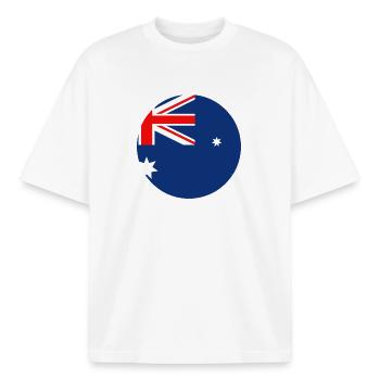 Australische Flaggenrunde - Boxy Heavyweight Unisex Organic T-Shirt von Stanley/Stella - Weiß - Vorne - AI Model Male 185 light (185cm) & AI Model Female 172 dark (172cm)