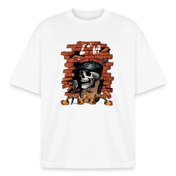 Upload_Logo - Boxy Heavyweight Unisex Organic T-Shirt by Stanley/Stella - white - Front - AI Model Male 185 light (185cm) & AI Model Female 172 dark (172cm)