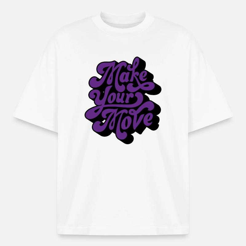 Make Your Move Retro Script - Boxy Heavyweight Unisex Organic T-Shirt by Stanley/Stella - white
