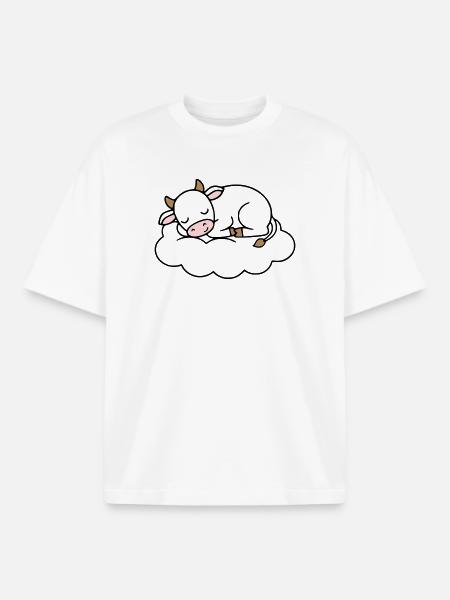 Sleeping Cow Cloud Dream Baby - Boxy Heavyweight Unisex Organic T-Shirt by Stanley/Stella - white
