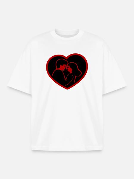 Herz Verliebt Paar - Boxy Heavyweight Unisex Organic T-Shirt von Stanley/Stella - Weiß