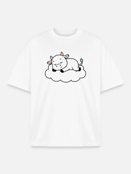 Sleeping Cow Cloud Dream Baby - Boxy Heavyweight Unisex Organic T-Shirt by Stanley/Stella - white