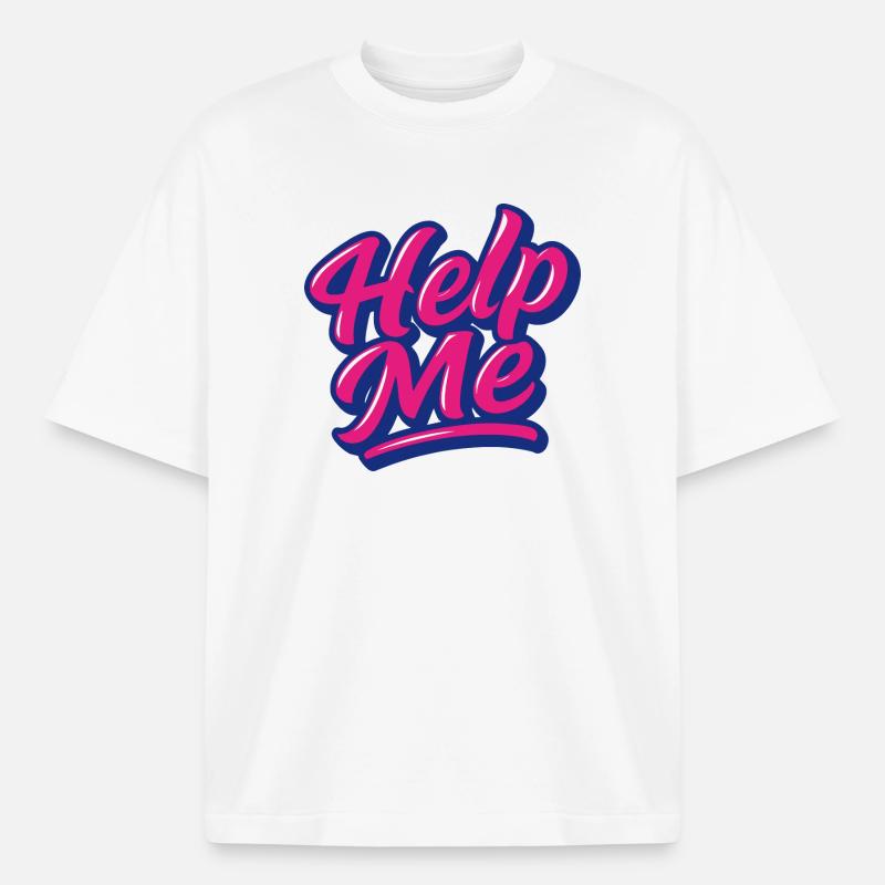 Aide-moi Script Néon - T-shirt unisexe épais coupe boxy Stanley/Stella - blanc