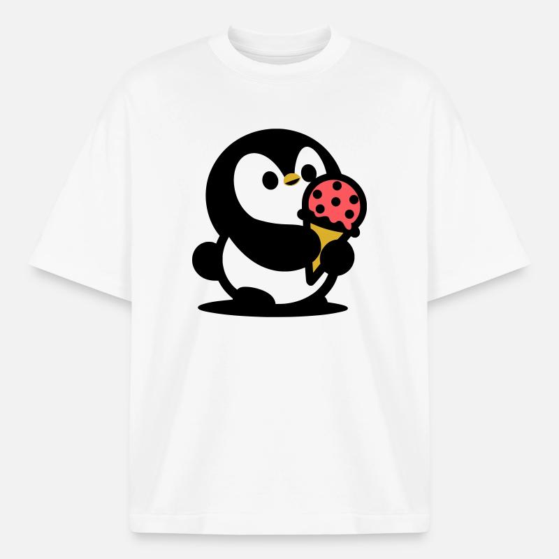 Kleiner Pinguin mit Eis - Boxy Heavyweight Unisex Organic T-Shirt von Stanley/Stella - Weiß