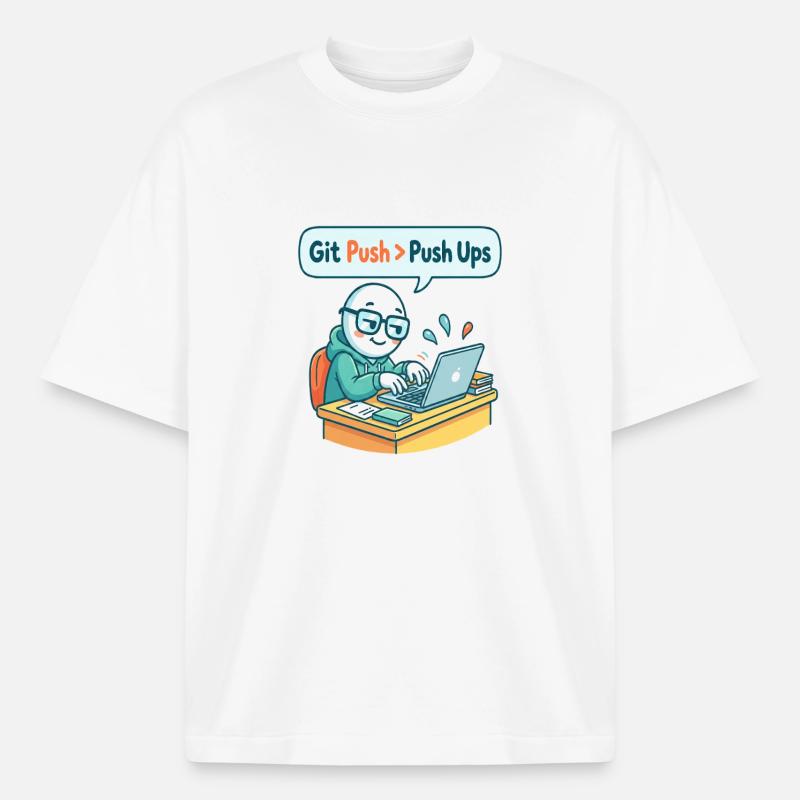 Git Push > Pompes - T-shirt unisexe épais coupe boxy Stanley/Stella - blanc
