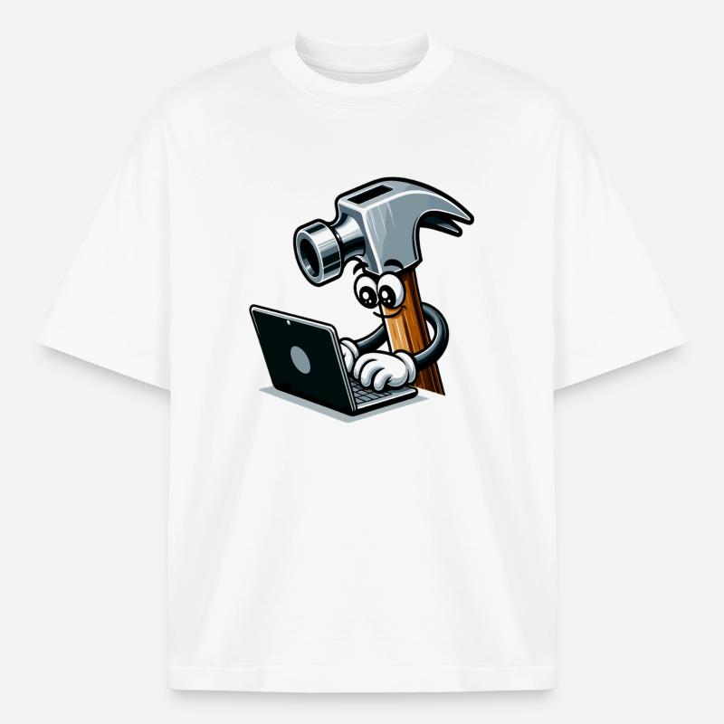 HammerCode: Tool meets bits - Heavyweight Boxy Unisex T-Shirt by Stanley/Stella - white