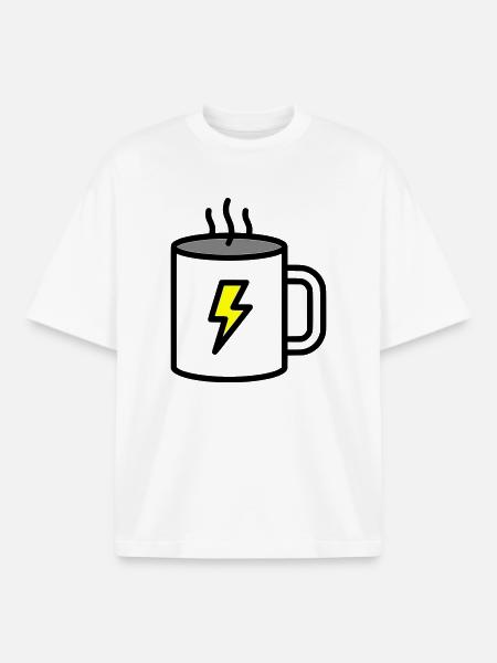 Strong Coffee Cup Electricity - Boxy Heavyweight Unisex Organic T-Shirt by Stanley/Stella - white