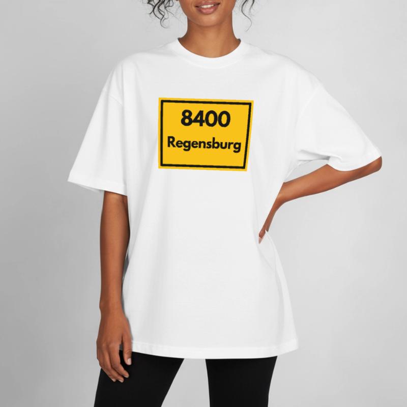 OLD POSTCODE ZIP CODE RETRO 8400 REGENSBURG Heavyweight Boxy Unisex T-Shirt by Stanley/Stella