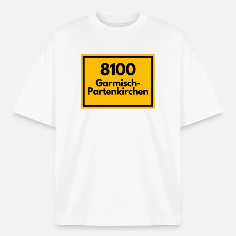 OLD POSTCODE POSTCODE 8100 GARMISCH-PARTENKIRCHEN - Heavyweight Boxy Unisex T-Shirt by Stanley/Stella - white