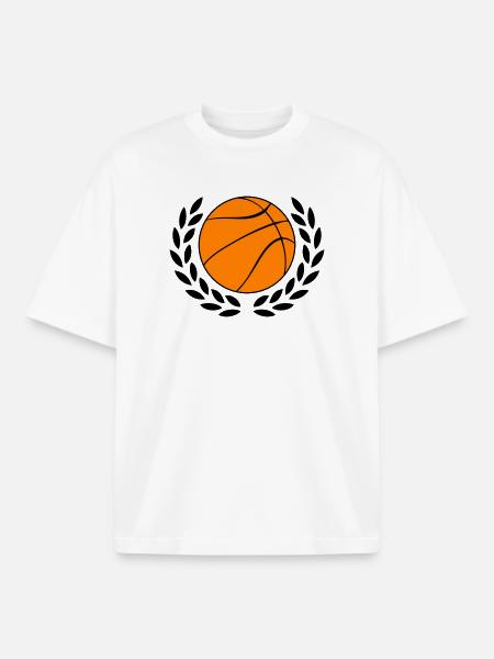 Basketball icon in bold orange - Boxy Heavyweight Unisex Organic T-Shirt by Stanley/Stella - white