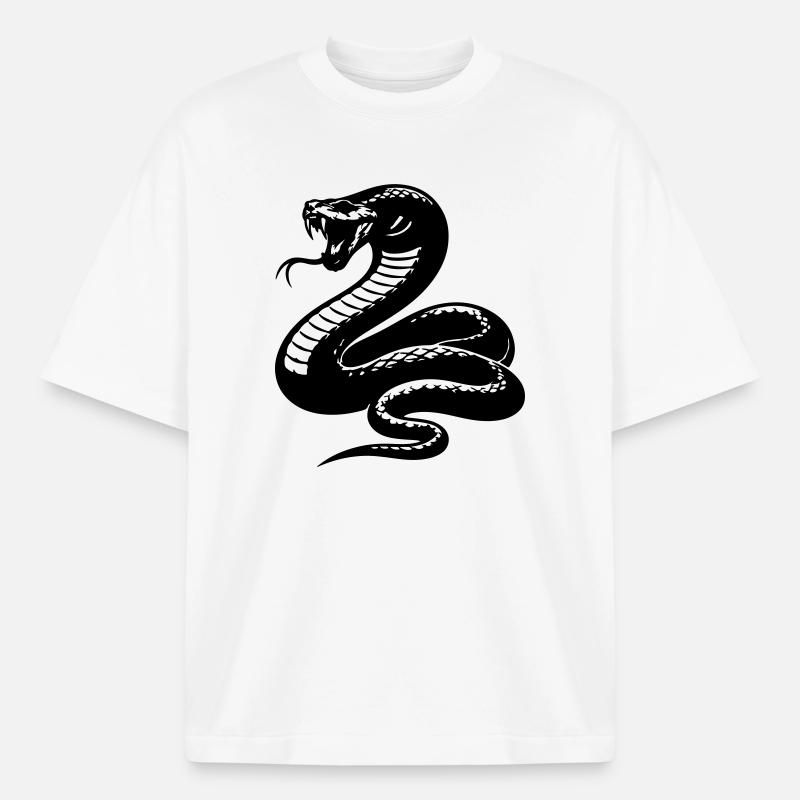 Snake Python Silhouette - Heavyweight Boxy Unisex T-Shirt by Stanley/Stella - white
