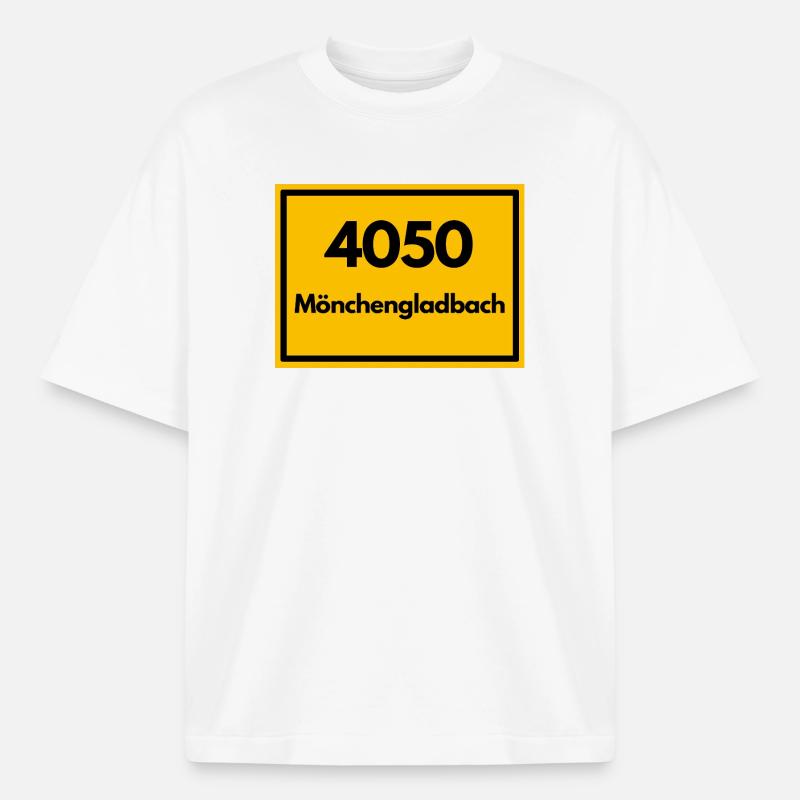 OLD POSTCODE POSTCODE 4050 MÖNCHENGLADBACH FUSSBAL - Boxy Heavyweight Unisex Organic T-Shirt by Stanley/Stella - white