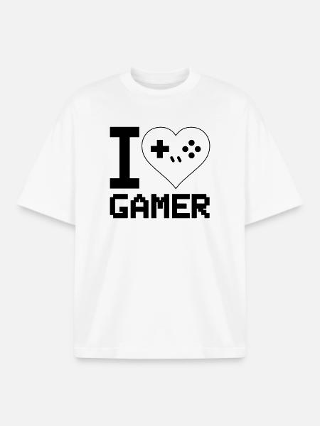 I Love Gamer - Boxy Heavyweight Unisex Organic T-Shirt von Stanley/Stella - Weiß