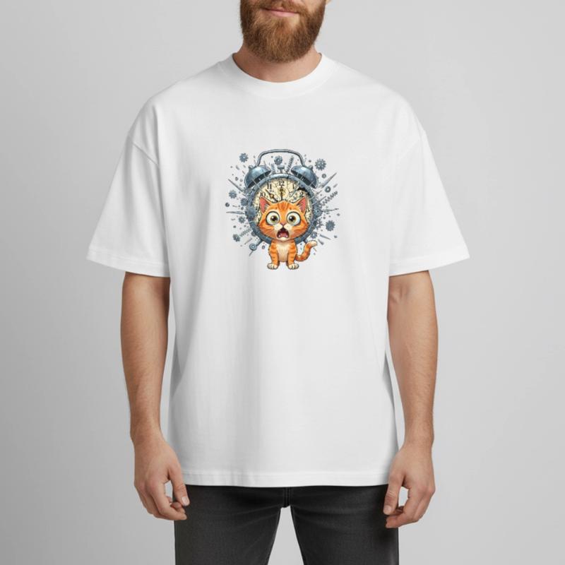 Chat steampunk devant Clockwork T-shirt unisexe boxy épais biologique Stanley/Stella