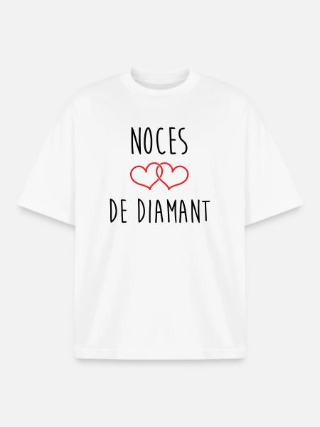 Wedding Anniversary - Diamond Wedding (60 years) - Boxy Heavyweight Unisex Organic T-Shirt by Stanley/Stella - white