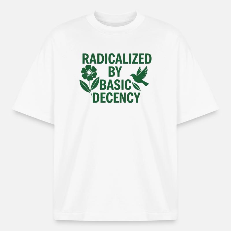 Progressive Values Basic Decency Shirt - Heavyweight Boxy Unisex T-Shirt by Stanley/Stella - white