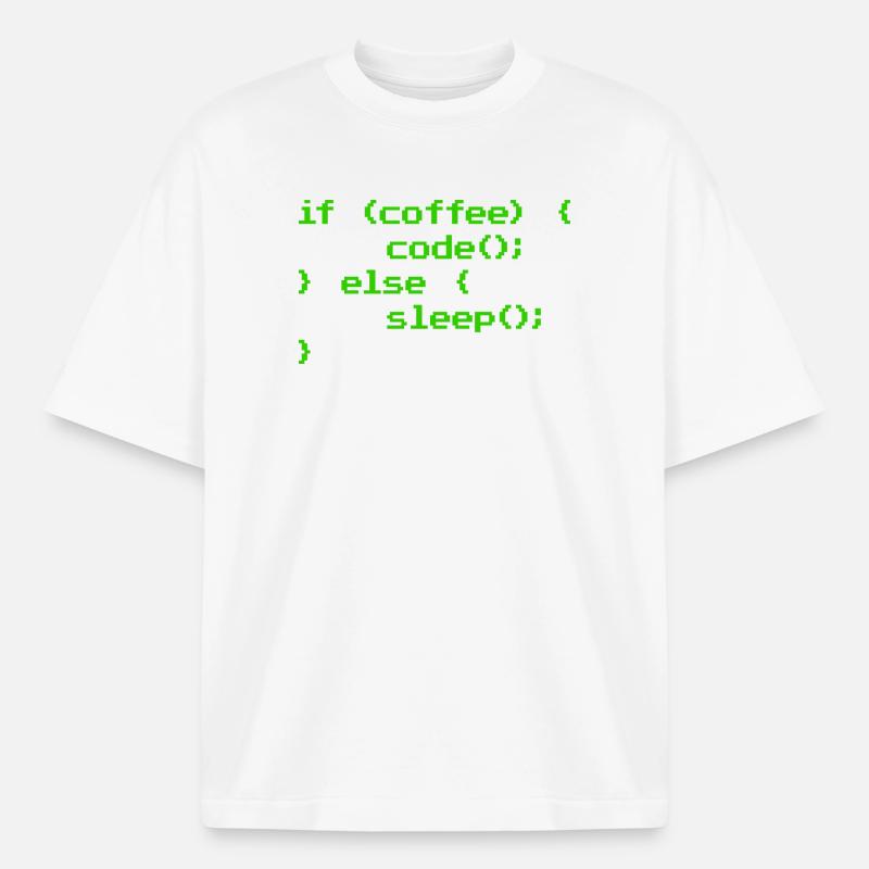 Ingen kaffe Ingen kodprogrammerare Datavetare - Unisex boxy heavyweight ekologisk T-shirt Stanley/Stella - vit