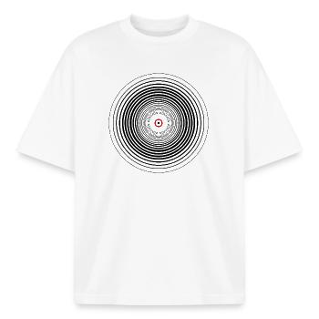 vinyl - Boxy Heavyweight Unisex Organic T-Shirt by Stanley/Stella - white - Front - AI Model Male 185 light (185cm) & AI Model Female 172 dark (172cm)
