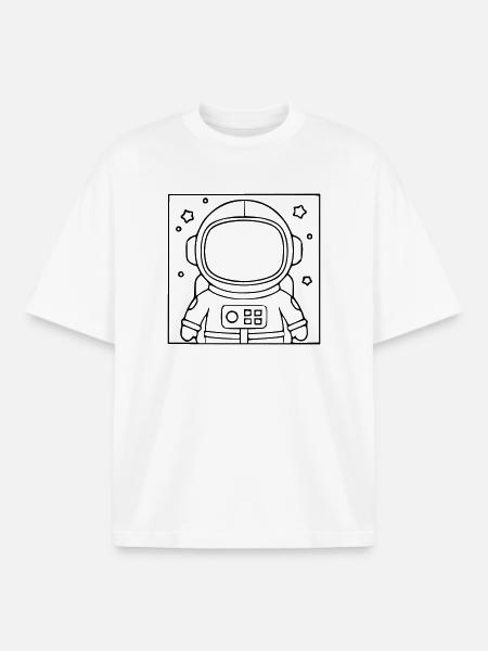 Astronaut Suit Star Outline - Boxy Heavyweight Unisex Organic T-Shirt by Stanley/Stella - white