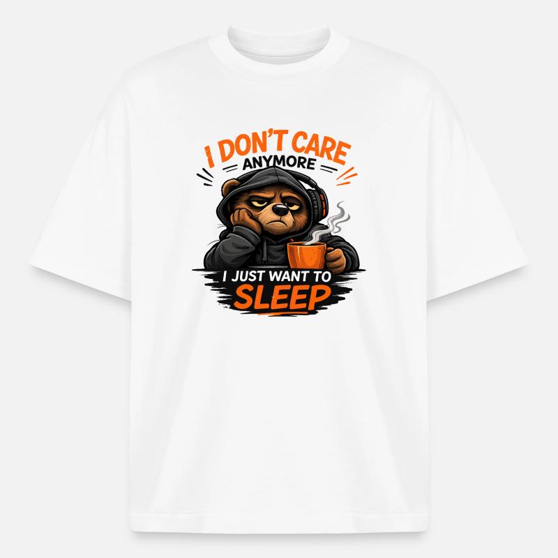Grumpy Bear Schlaf-Tee Design - Boxy Heavyweight Unisex Organic T-Shirt von Stanley/Stella - Weiß