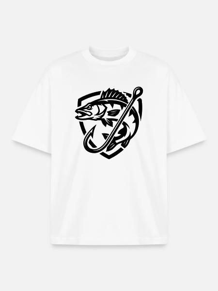 Pike Fish Fishing Icon - Boxy Heavyweight Unisex Organic T-Shirt by Stanley/Stella - white