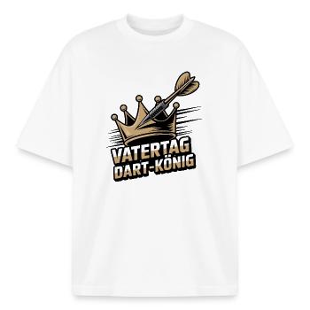 Dart König Papa Vatertag Geschenk Shirt 2026 - Boxy Heavyweight Unisex Organic T-Shirt von Stanley/Stella - Weiß - Vorne - AI Model Male 185 light (185cm) & AI Model Female 172 dark (172cm)