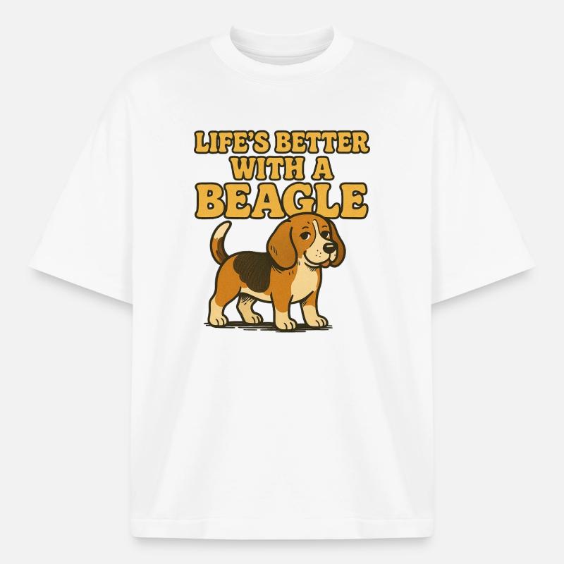 Beagle-Leben besser mit einem Beagle - Boxy Heavyweight Unisex Organic T-Shirt von Stanley/Stella - Weiß