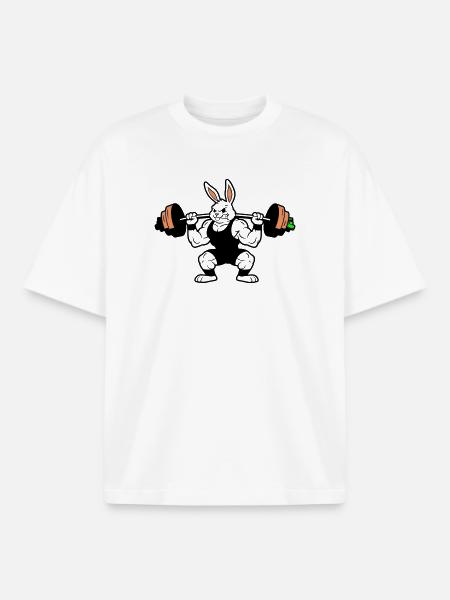 Muskel Hase Karotten Hantel - Boxy Heavyweight Unisex Organic T-Shirt von Stanley/Stella - Weiß