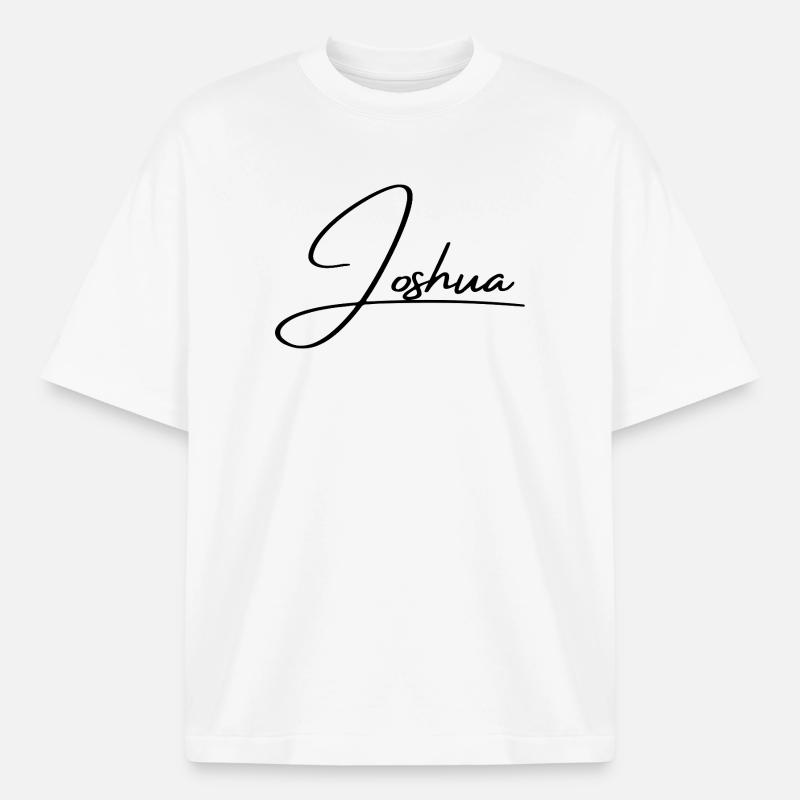 Joshua Name - Elegant Cursive Script - Heavyweight Boxy Unisex T-Shirt by Stanley/Stella - white