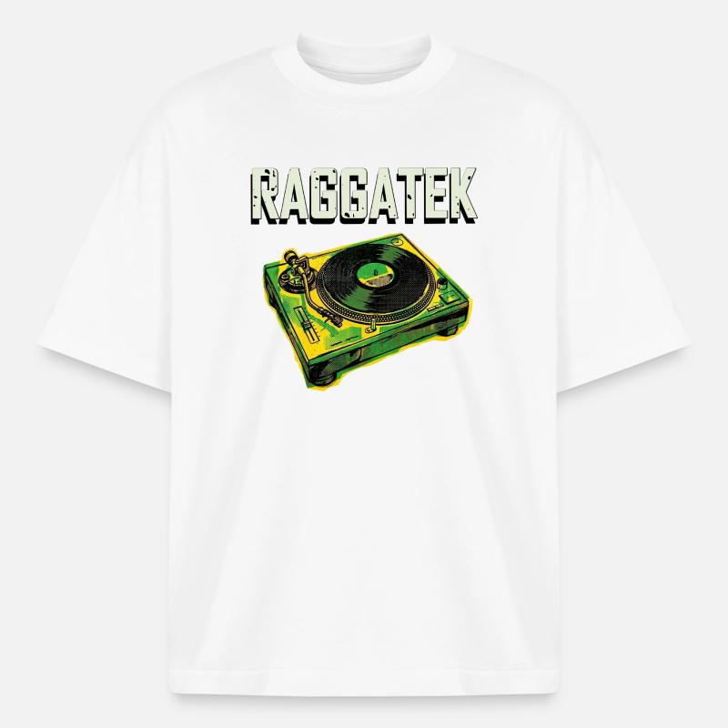 Raggatek Turntable Jamaica - Heavyweight Boxy Unisex T-Shirt by Stanley/Stella - white