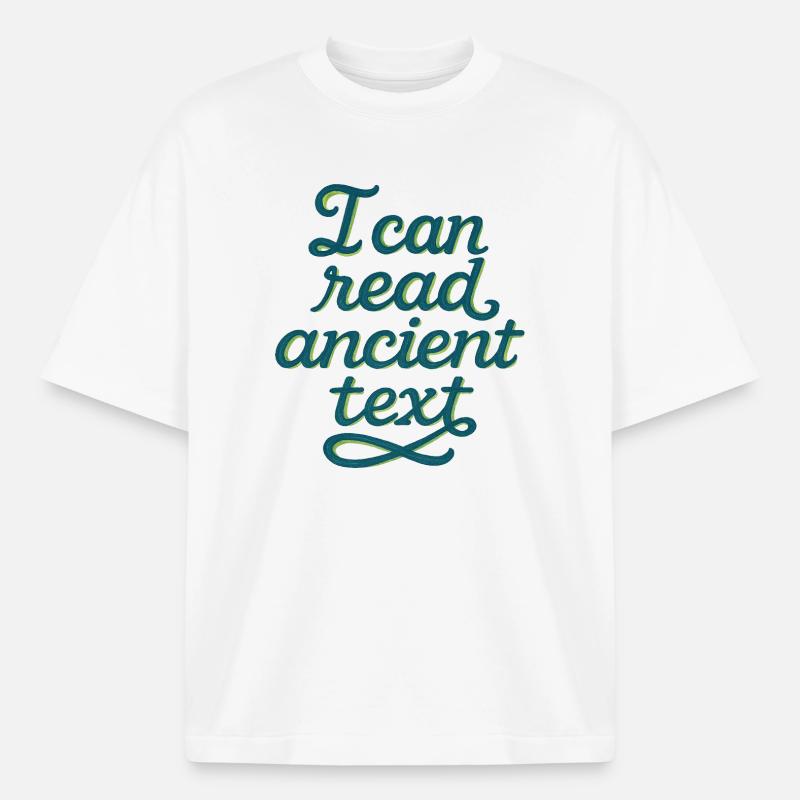 Ancient Script Tee - Heavyweight Boxy Unisex T-Shirt by Stanley/Stella - white