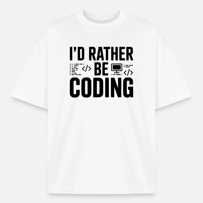 Je préfère coder - T-shirt unisexe épais coupe boxy Stanley/Stella - blanc