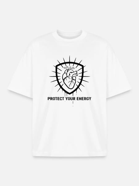 Strong Protect Your Energy Shield - Boxy Heavyweight Unisex Organic T-Shirt by Stanley/Stella - white
