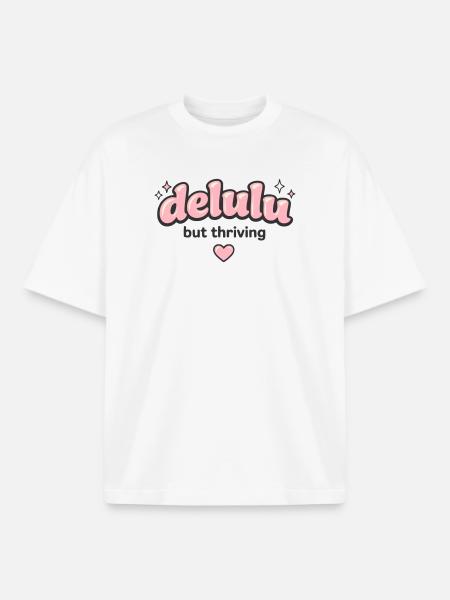 Delulu Thriving Logo - Boxy Heavyweight Unisex Organic T-Shirt von Stanley/Stella - Weiß