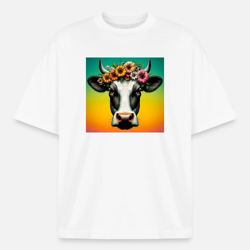 cow - Heavyweight Boxy Unisex T-Shirt by Stanley/Stella - white