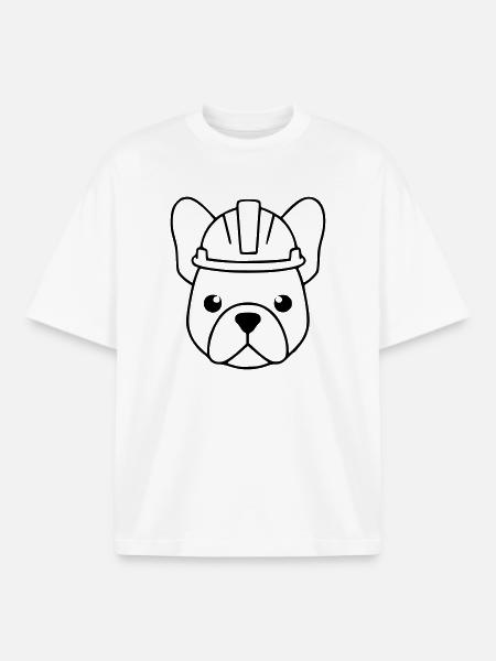 Frenchie Bauhelm Kopf Outline - Boxy Heavyweight Unisex Organic T-Shirt von Stanley/Stella - Weiß
