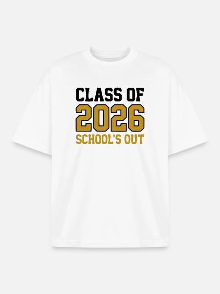 Class of 2026 Schools Out Logo - Boxy Heavyweight Unisex Organic T-Shirt by Stanley/Stella - white