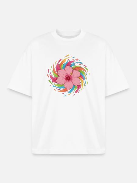 Hibiskus Farbwirbel - Boxy Heavyweight Unisex Organic T-Shirt von Stanley/Stella - Weiß