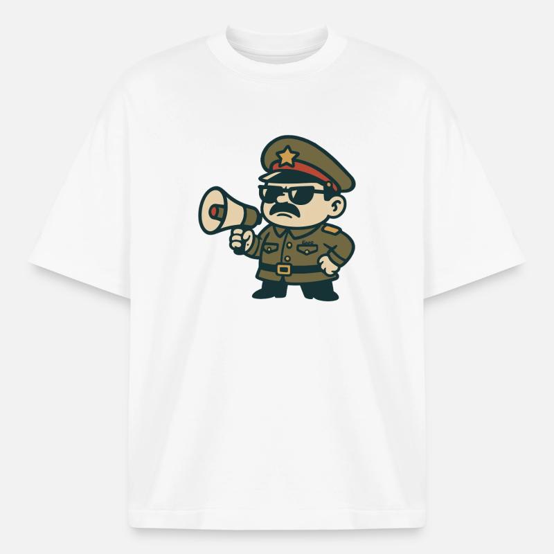 Retro-Sergeant-Megafon - Boxy Heavyweight Unisex Organic T-Shirt von Stanley/Stella - Weiß