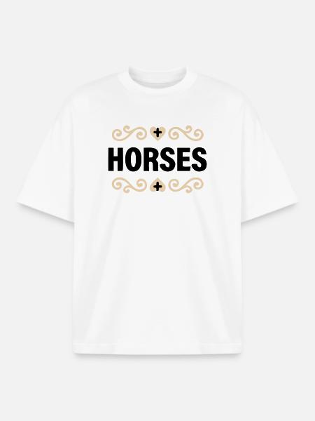 Noble Horses lettering riding - Boxy Heavyweight Unisex Organic T-Shirt by Stanley/Stella - white