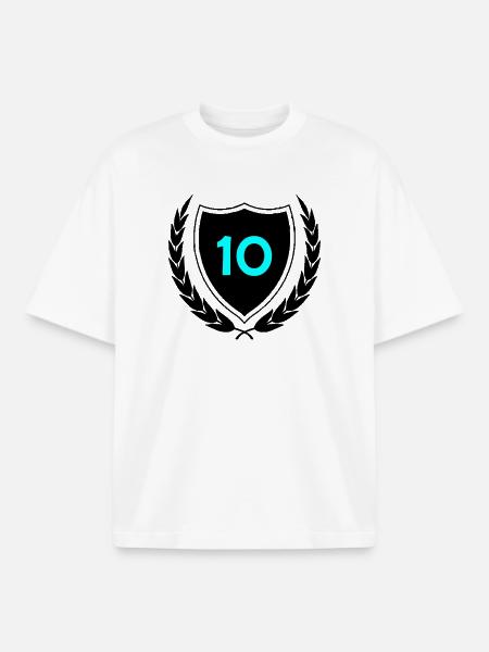 Neon Ten Numeral Print - Boxy Heavyweight Unisex Organic T-Shirt by Stanley/Stella - white